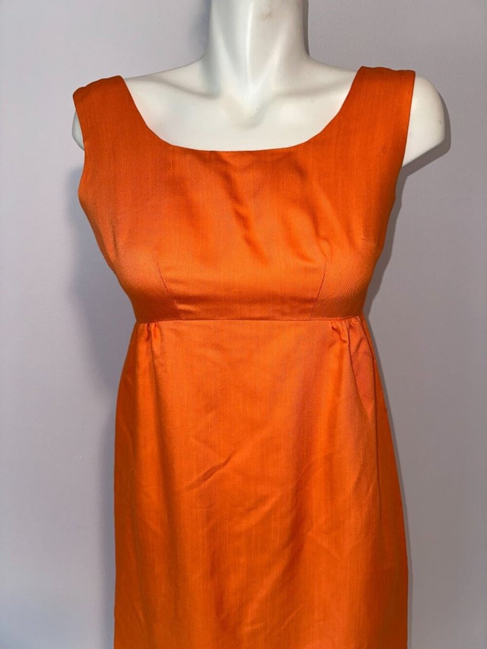 Vintage 70s Orange Maxi Dress Pumpkin Boho Hippie Empire Waist Small Sleeveless - Picture 6 of 6